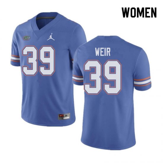 Women's Florida Gators #39 Michael Weir NCAA Jordan Brand Blue Authentic Stitched College Football Jersey BWX4862LX